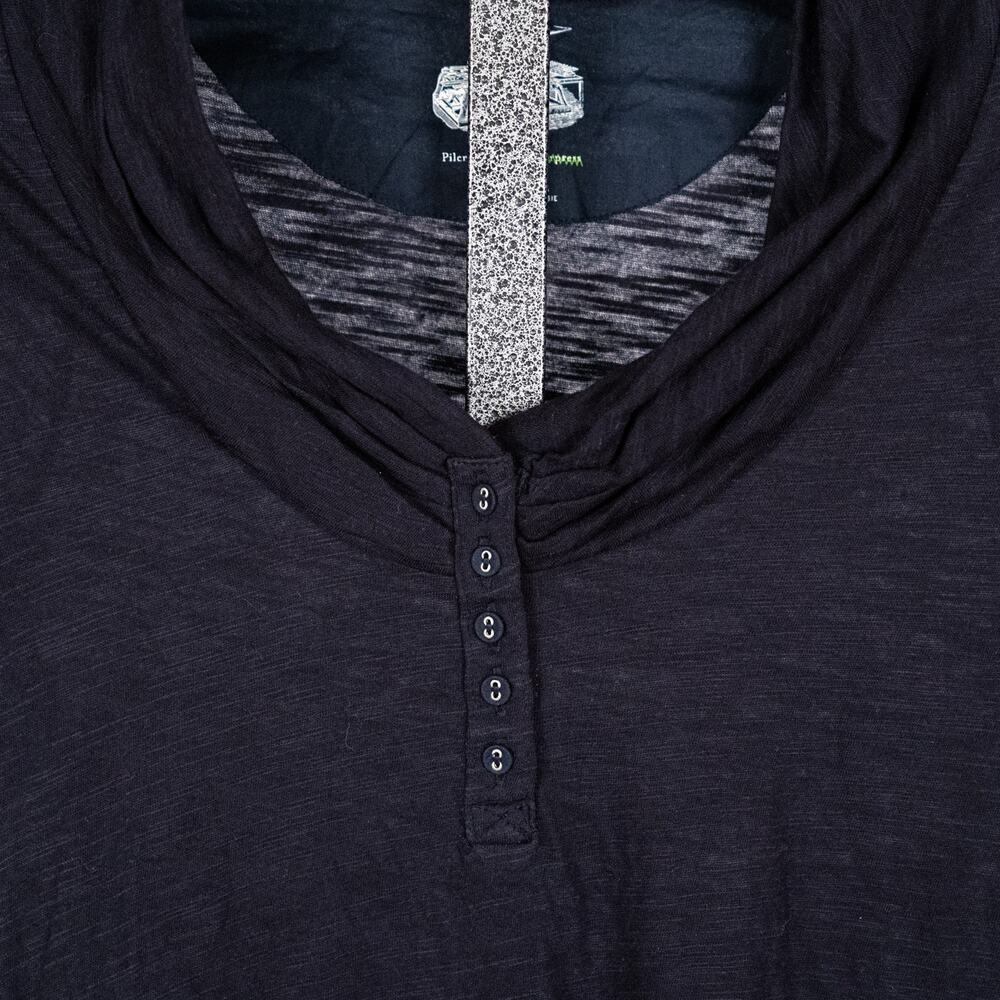 Pilcro Urban Outfitters Women's Shawl Collar Top Blue SZ Small Cotton Asymmetric - Picture 2 of 5